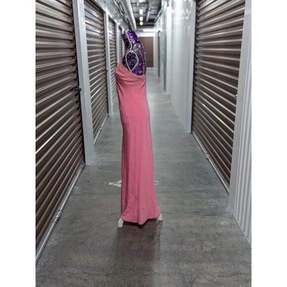 Cache Size 2 Pink Crystal Embellished Full Length Gown Evening Formal Prom Dress - Picture 4 of 16